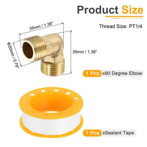 uxcell 1 Pcs 90 Degree Elbow, 1/2 Inch Male x 1/2 Inch Male Brass Right Angle Pipe Fitting, Connector for Fluid Gas Fuel Oil Pipe, 35x35mm