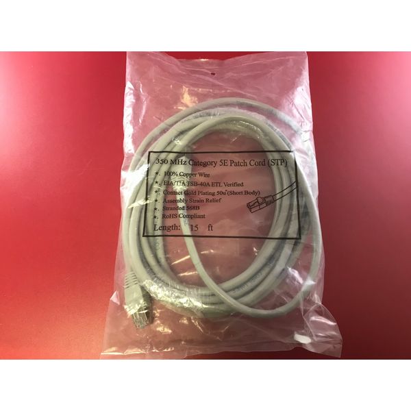 15' CAT5E PATCH CORD 350MHZ CONTACT GOLD PLATING