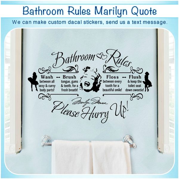 Bathroom Rules Marilyn Monroe Quote Vinyl Wall Home Decor Art Sticker Decal S130