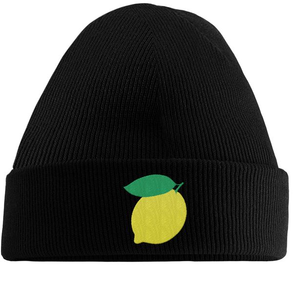 Hippowarehouse Lemon Embroidered Beanie Hat