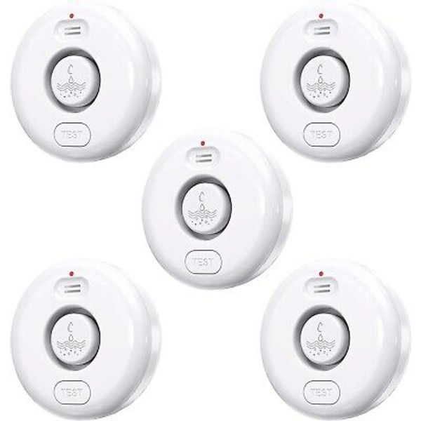 Water Leak Detectors Sensor Alarm 5 Pack, 120dB Loud Water Leak Sensor, Wireless