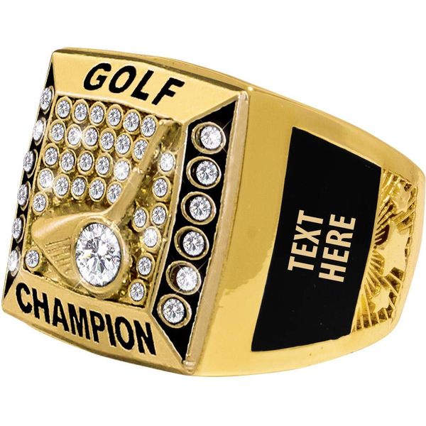 Crown Awards Golf Premiere Engravable Ring, Gold Golf Ring with Custom Engraving, Size 10