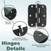 42 Pack Matte Black Door Hinges 3.5 X 3.5 Inch, 5/8" Radius Rounded Interior Hin