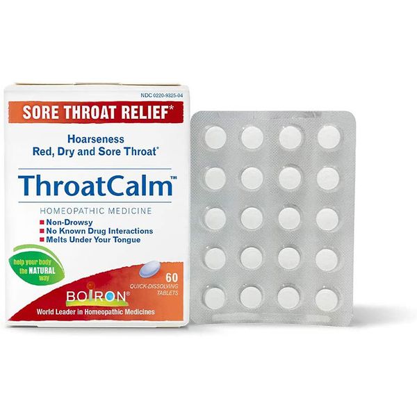 Boiron ThroatCalm Sore Throat Relief, 60 Tablets