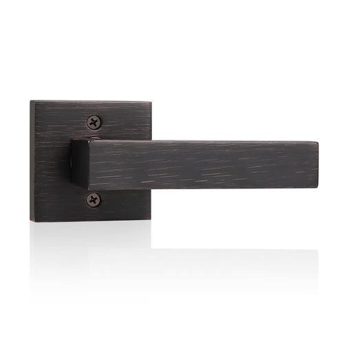 Probrico 1 Pack Oil Rubbed Bronze Dummy Lever Door Handle for French Doors, Square Dummy Door Lever, Non-Turning Single Side Pull Only Door Handle for Closet, Left & Right Hand Door Knob