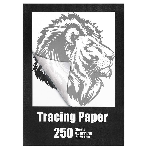 250 Sheets Tracing Paper for Drawing Light Up Tracing Paper Pad Translucent Paper Sketching Tracing Paper for Kids Pencil Marker Ink DIY Crafts Painting Works (8.3 x 11.7 Inch)