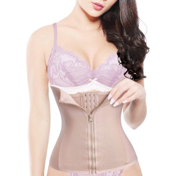 Sawaiko Corset, Waist Cincher, Shapewear for Women, Stretches Back, Beautiful Waist, Shapewear for Women, Easy to Move, Good Tummy Tightening, Neck Protection, Breathable, Stretchable, Built-in Bones, Body Shape, Breathable, beige-2