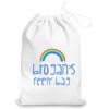 Busy Hands & Feet Personalised White Feely Bag Drawstring Bag (Blue Text)