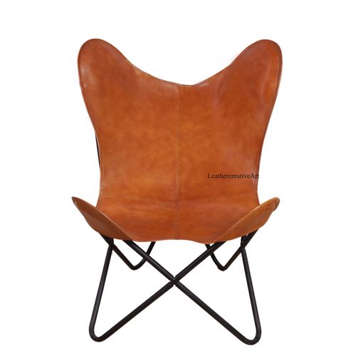 Handmade leather butterfly chair Leather accent chair BKF Home & living Room