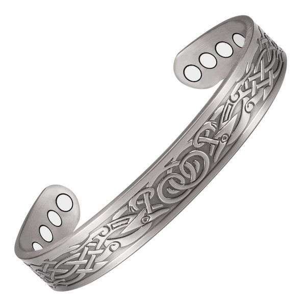 wollet Copper Magnetic Bracelet 6.5'' 6 Magnets Joint Pain Relief Aid for Men or Women Jewelry (silver)
