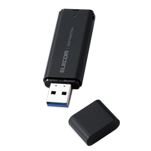 Elecom ESD-EMC0250GBK External SSD, 250 GB, Portable, USB 5Gbps, USB 3.2 (Gen2) Compatible, Small, Cap, Black