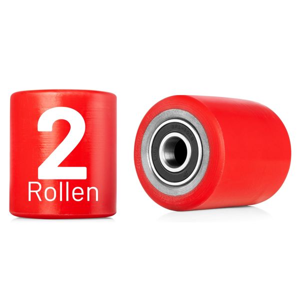 2er Pack Lastrolle PU Laufrolle 80x93mm Rolle Hubwagen Gabelhubwagenrolle Hubwagenrolle Polyurethan rot