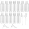 12 Pcs 50 ml Travel Bottles Set, Empty Plastic Travel Bottles Containers, Clear Refillable Travel Bottles for Travel, Toiletries, Liquid, Cosmetic, with 2 Funnels and 2 Nozzles