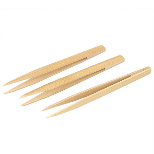 sourcingmap Bamboo Nonslip Anti-Static Pointed Tip Tweezer Repair Tool 3pcs