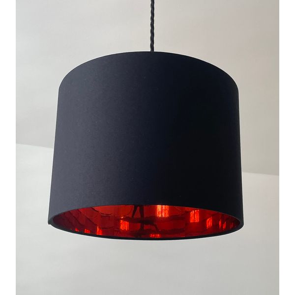 Black Cotton Mirror Copper Drum Lampshade