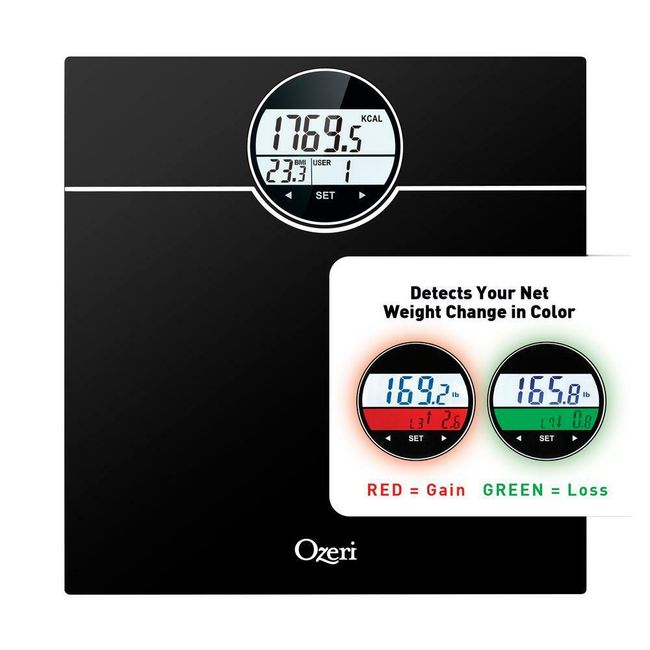 Ozeri Bath Scale Bathroom 440 lbs 200 kg BMI BMR 50 gram Weight Change Detection