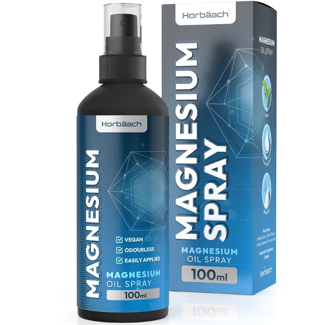 Magnesium Spray for Restless Legs, Muscles, Sleep | 100ml | Magnesium Chloride Oil Spray - Vegan | by Horbaach