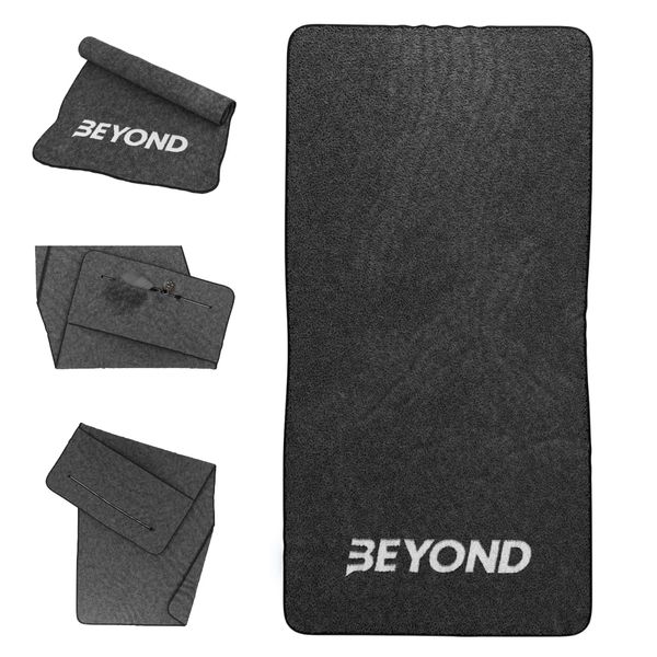 Beyond Premium Gym Towel - 100% Cotton, High Absorbent, 40x80cm Hand Towel, For Crossfit, Weightlifting, Gym, Zip Pocket - Black