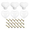 Uxcell 6Pcs Ceramic Knobs, Kitchen Drawer Knobs, Heart Shape Knobs Furniture Decorative Knobs and Pulls with Mounting Screws for Drawer, Dressers, Cupboard, Closet, White