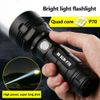 Super-Bright  Flashlight with 4 CORES led Tactical Torch LED Rechargeable