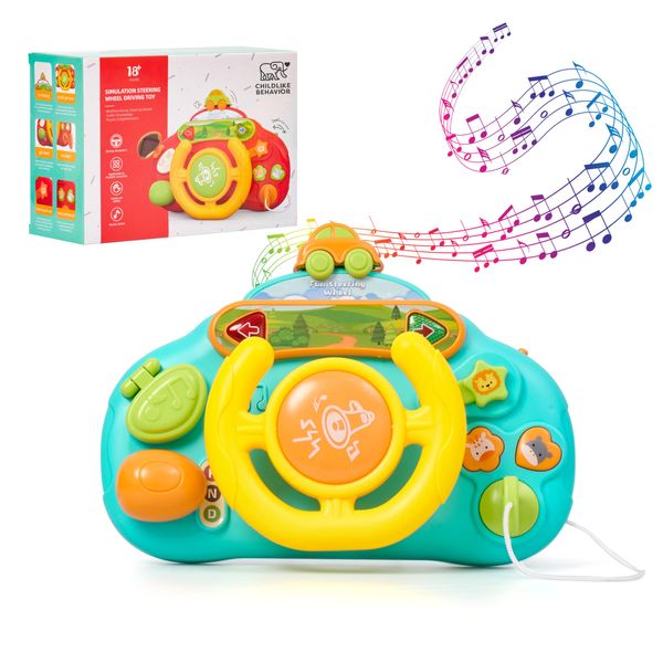 Childlike BehaviorBaby Steering Wheel Toy - Interactive Educational Baby Car Seat, High Chair Toy - Ages 1-3 with Sounds and Fun Learning - Develop Fine Motor Skills and Imagination in Toddler Drivers