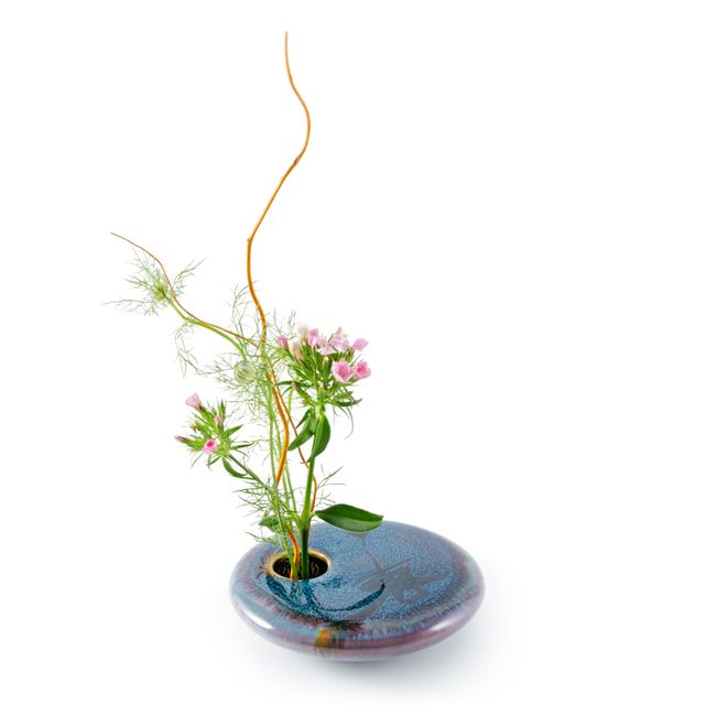 Georgetown Pottery Round Ikebana Flower Vase, Dark Purple Zen