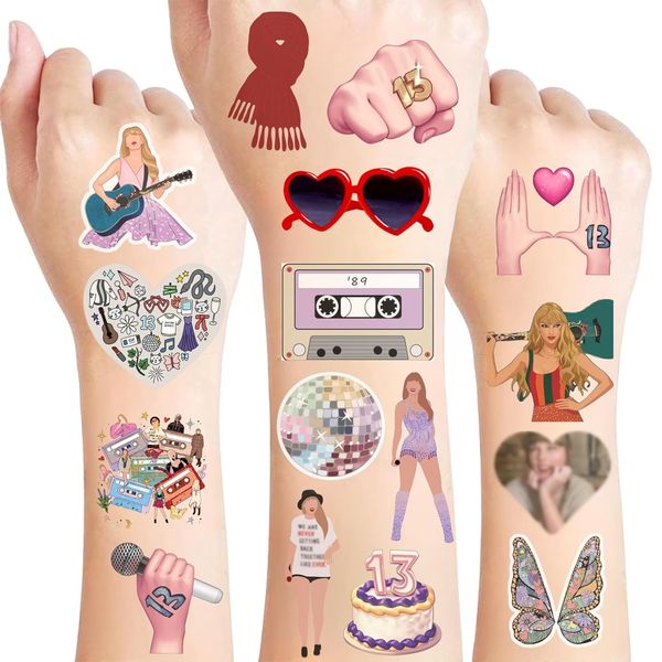 4 Sheets Temporary Tattoos for Kids, Birthday Party Supplies Video Game Party Favors for Boys Girls Kids Birthday Decorations Tattoos Stickers Party Game Gifts