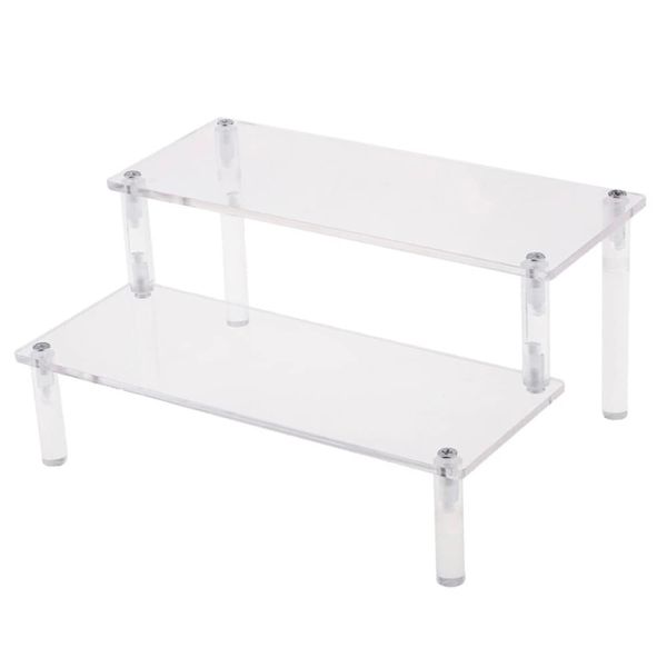 Ailunate Display Stand Figure Case Collection Case Acrylic Clear Case (2 Tier Width 20 cm)