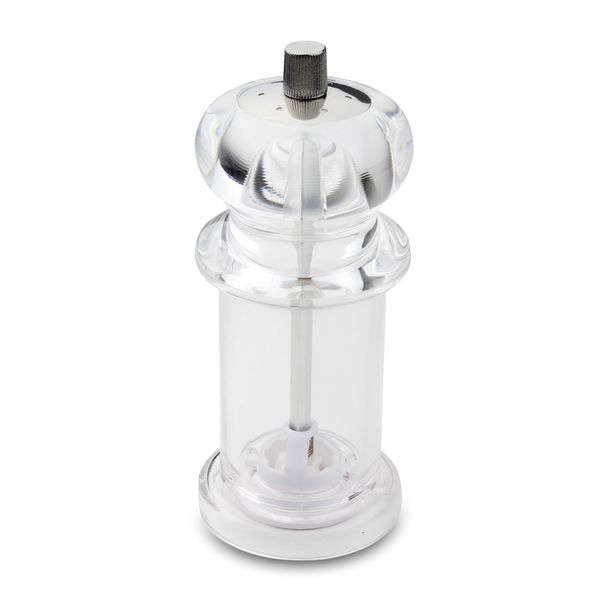 Combination Pepper Mill and Salt Shaker 2-in-1, Durable Non-Corrosive Ceramic Gears, 14.5cm - Clear Acrylic