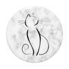 Simple line cat drawing on black and white background PopSockets Swappable PopGrip