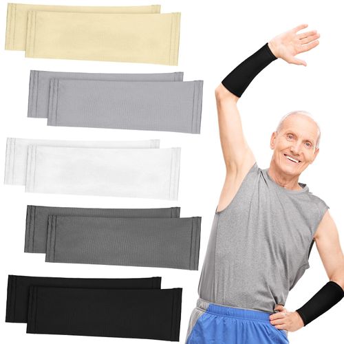 Janmercy 10 Pairs Elderly Skin Thin Protector Sleeves Arm Skin Protection Forearm Sleeves for Protective Short Protective Arm Covers for Elderly Men Women Gardening Work Bruise Abrasions