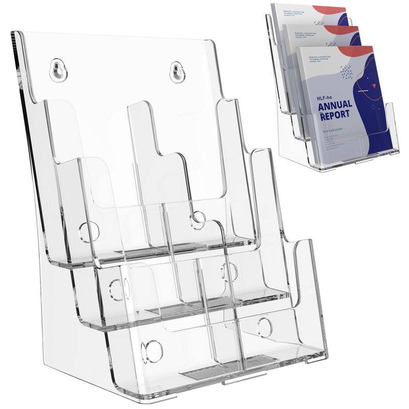 HLF-ho Brochure Holder 8.5x11 Inch 3 Tier with Removable Divider for ...