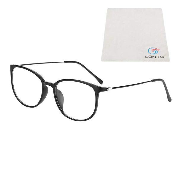 Retro Brille ohne stärke Student Slim-Brille Damen Herren Nerdbrille Linsen Brillenfassung clear lens Dekobrillen modisch rund Streberbrille Strahlenschutz lesebrille für Computer PC mit Brillenetui