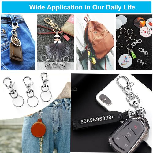 YHYZ Keychain Key Chain Rings Clips Swivel Bulk (40pcs), Swivel Lanyard Snap Hooks (Small X 10pcs, Medium X 5pcs, Large X 5pcs) + Key Rings X 10pcs, for Keychain Crafts Resin, Lanyard, Bag, Purse,Tag