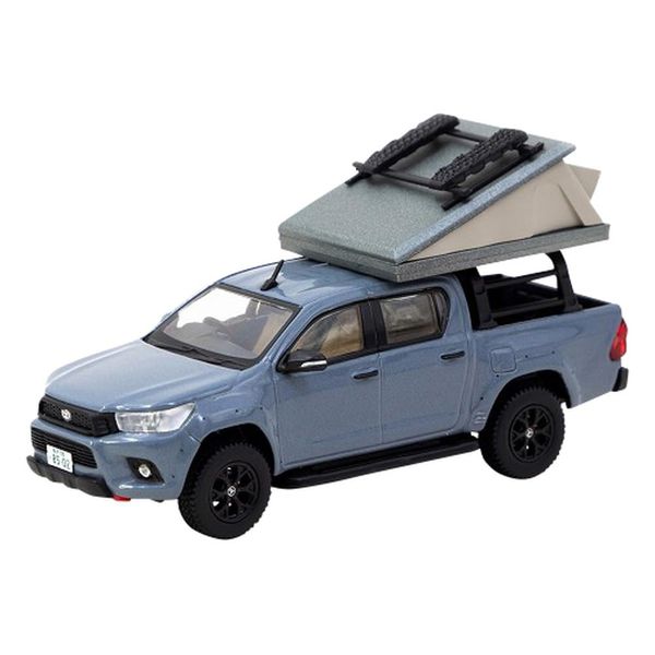 Hilux Pickup Truck RHD (Right Hand Drive) Gray with Camping Equipment Road64 Series 1/64 Diecast Model Car by Tarmac Works T64R-041-CAMP