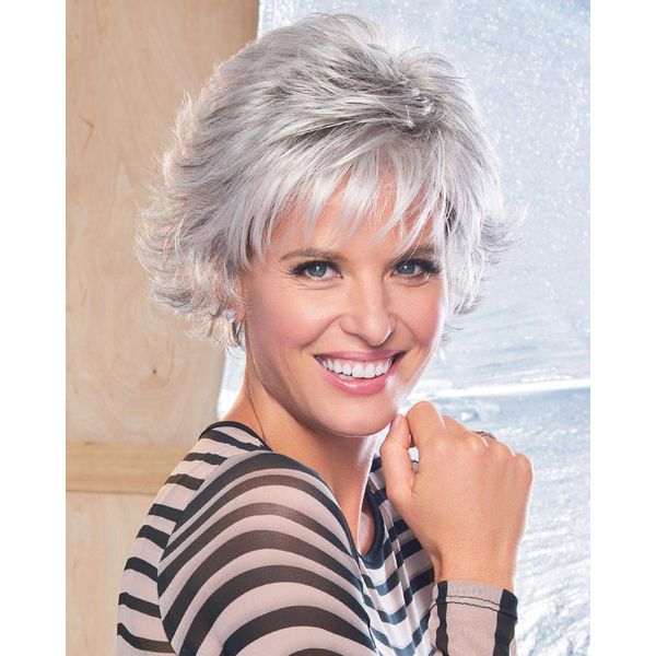 Raquel Welch Voltage Short Layered Synthetic Wig by Hairuwear, Petite Cap, SS4/10 Shaded Iced Java