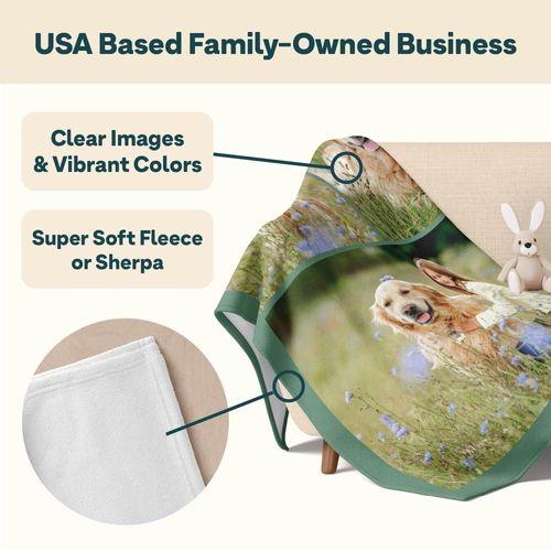 Custom Blanket with Picture - Ships Next Day - Printed in USA - Personalized Picture Blanket - Vibrant Colors, Soft & Warm | Fleece - 30x40