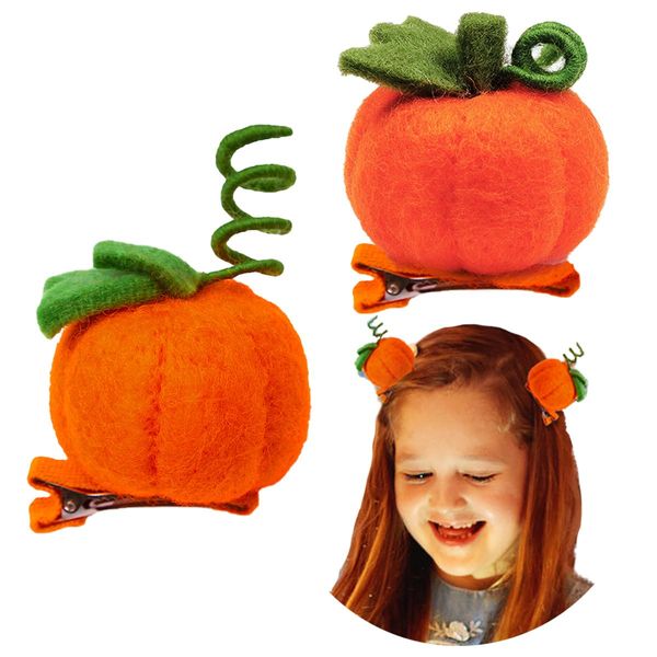 2PCS Pumpkin Hair Clip Pumpkin Hair Accessories Halloween Hair Clips Accessories for Women Kids Girls Pom Pom Alligator Hair Clips Pumpkin Hair Bow Hair Barrettes Halloween Party Costume Accessories