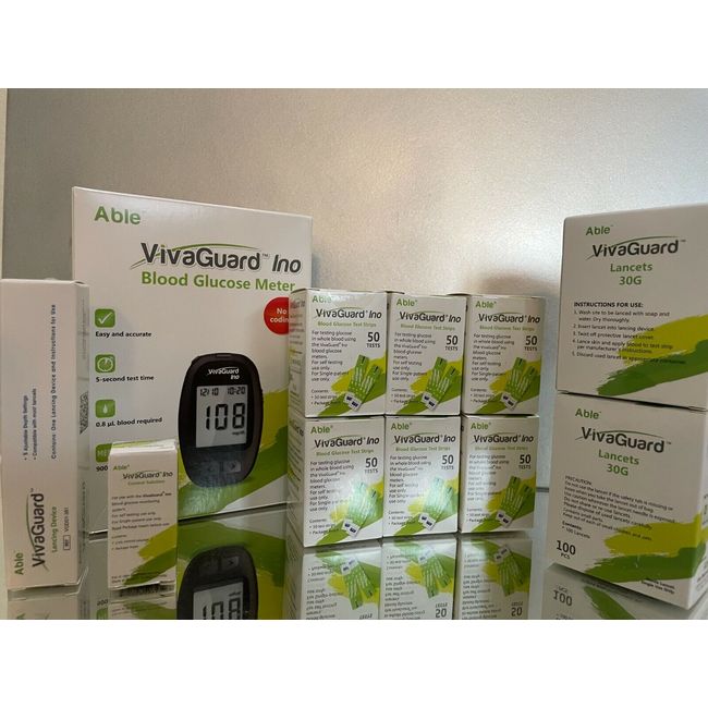 Viva Guard Diabetic Blood Glucose Strips QTY 300 EXP 09/2024  + Meter + Lancets