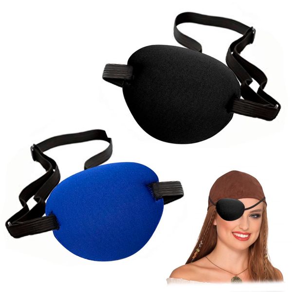 GWAWG 2 PCS Eye Patches Medical Eye Patch with Adjustable Buckle to Pirate Squint for Adults And Kids Black and Blue