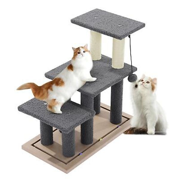 MABOZOO Cat Stairs for Bed, 3-Step Pet Stairs with Track Balls for High Beds ...