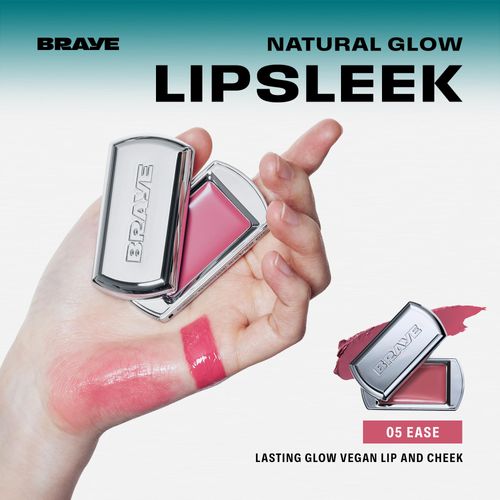 BRAYE Lipsleek Vegan Makeup Blush - Monochromatic 2-in-1 Lip Balm & Face Makeup, Hydrating & Mood Buildable, Cruelty-Free, 10 Natural Looking Colors .08 oz/ 2.3g l 05 Ease