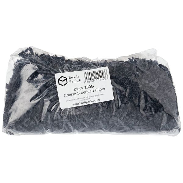 Box.it.pack.it Shredded Crinkle ZigZag Kraft Paper, Black, 200g