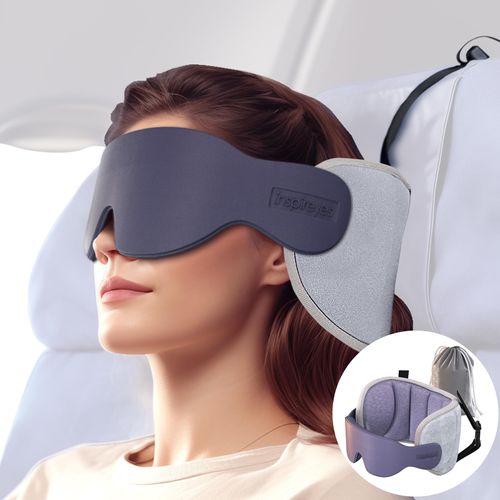 Inspireyes Travel Pillows for Airplanes, FSA HSA Eligible Approved Travel Accessories for Long Flight, Car Travel Pillow for Kids, Eye Mask for Sleeping Airplane, Texture Gray