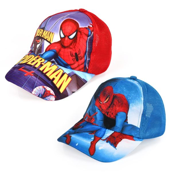 Kinder Cap Spider Man, 2pcs Spiderme Cap, Spiderme Kappe, Jungen Kappe Baseball, Baseball Cap Kinder, Spiderman Hut für Jungen, Kinder Cap Sonnenschutz, Größe verstellbar mit Klettverschluss