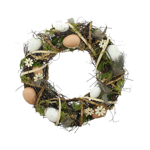FRANK FLECHTWAREN Kranz Ostern, Ø 30 x 8 cm, Innen-Ø 12 cm, toller Blickfang, vielseitig anwendbar