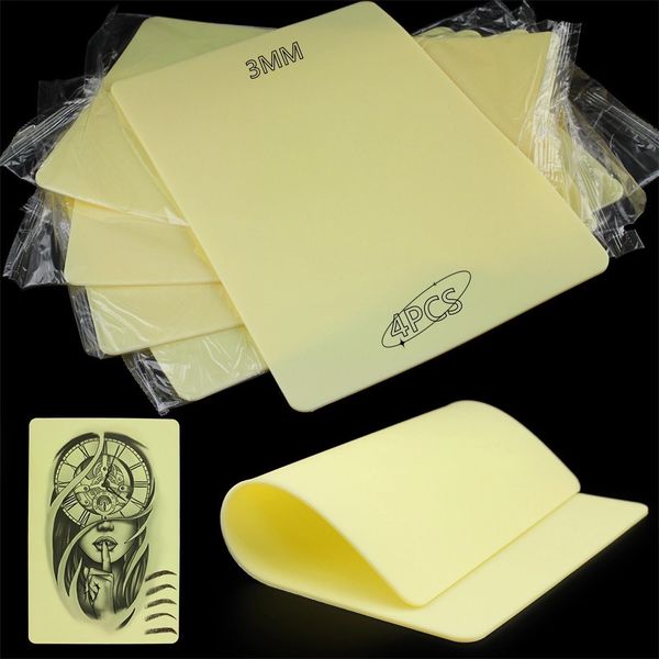 QinSuiKai 3mm Tattoo Practice Skins, 4Pcs 12x8" Double Sides Fake Tattoo Skin, Thick Tattoo Skin for Beginner & Experienced Tattoo Artist, Tattoo Face skin Practice (4 Pcs)