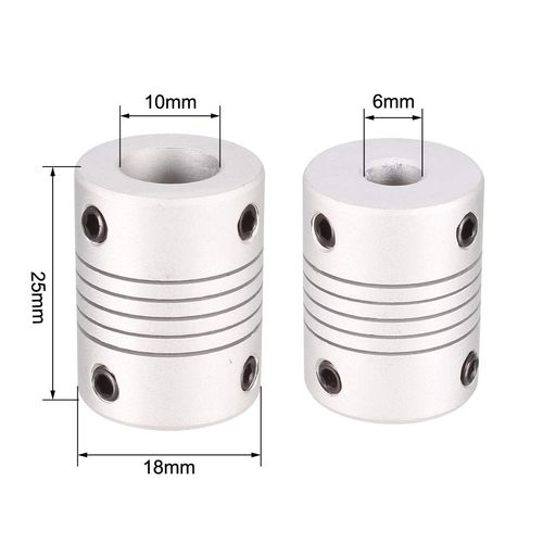 uxcell 6mm to 10mm Aluminium Alloy Shaft Coupling Flexible Coupler Motor Connector Joint L25xD18 Silver
