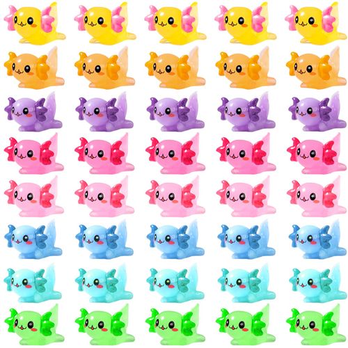 IETWATE Pack of 40 Mini Axolotl, Cartoon Cute Mini Figures, Miniature Axolotl Figures, Mini Resin Duck Axolotl, for Aquarium, DIY Crafts, Garden, Landscape, Dollhouse Decorations (Plain)