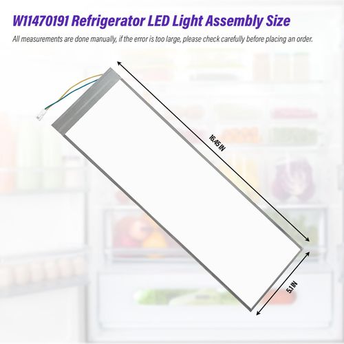 Refrigerator LED Light Assembly W11048980 Top Lamp W11455230 W11470191 W11032355 W11032353 Replacement for Whirlpool WRQA59CNKZ Kitchen-Aid KRQC506MPS00 Refrigerator Light